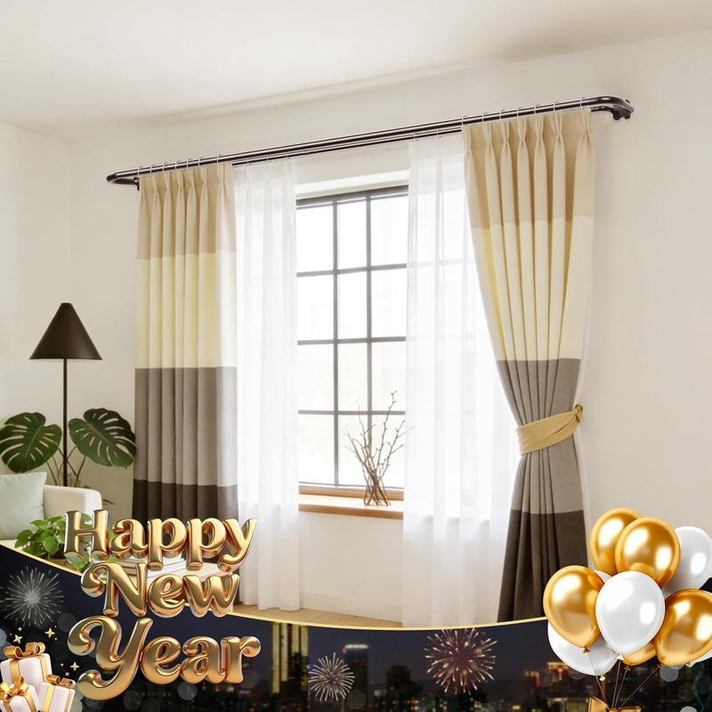 USFOOK Black Double Curtain Rods, Blackout Wrap Around Curtain Rods for Windows 48 to 84 Inch, 6/8 Inch Room Darkening Curtain Rod 32 to 86 Inch, Christmas Poles for Home Decor - Image 3